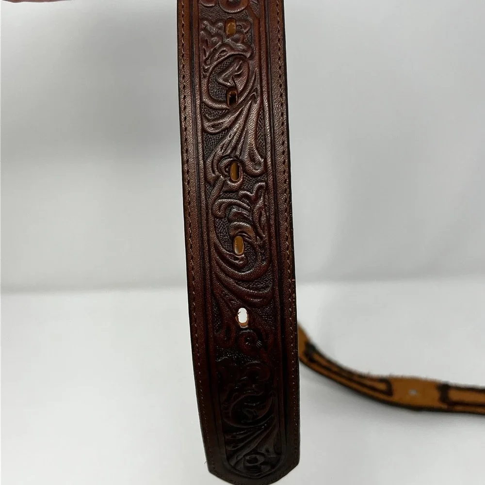 Vintage Justin Tooled Leather Western Belt Walking Liberty Half Dollar Coins 32
